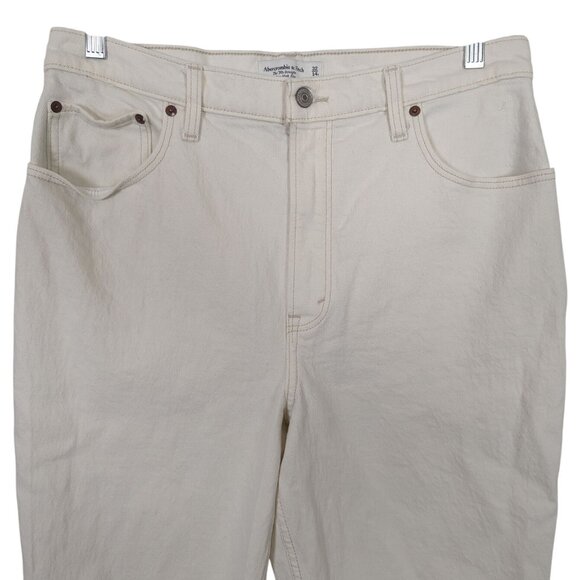 Abercrombie & Fitch Women's White Jeans Sz 14 The Straight Curve Love Slit Hem - Picture 4 of 15